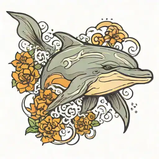 dolphin 1971-2023 tattoo design idea