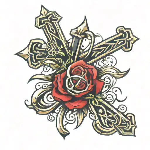 Cross and infinity sign tattoo design idea