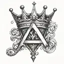 i want a letter a drawing of a letter J with a king Crown And Letter M with a drawing queen crown tattoo design idea