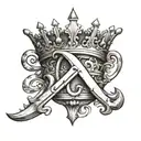 i want a letter a drawing of a letter J with a king Crown And Letter M with a drawing queen crown tattoo design idea