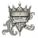 i want a letter a drawing of a letter J with a king Crown And Letter M with a drawing queen crown tattoo design idea