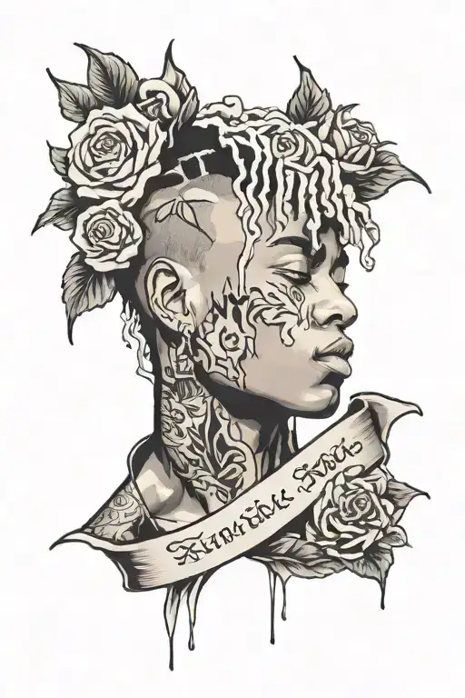 create me a xxxtentacion with juice wrld  tattoo design idea