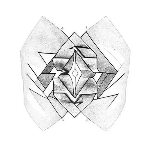 Blackout top of arm and geometric on bottom of arm  tattoo design idea