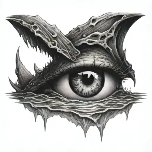 a monsters eyes peeking out of the water  tattoo design idea