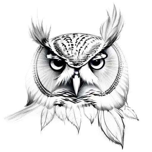 owl with feather ink pen word freewill tattoo design idea
