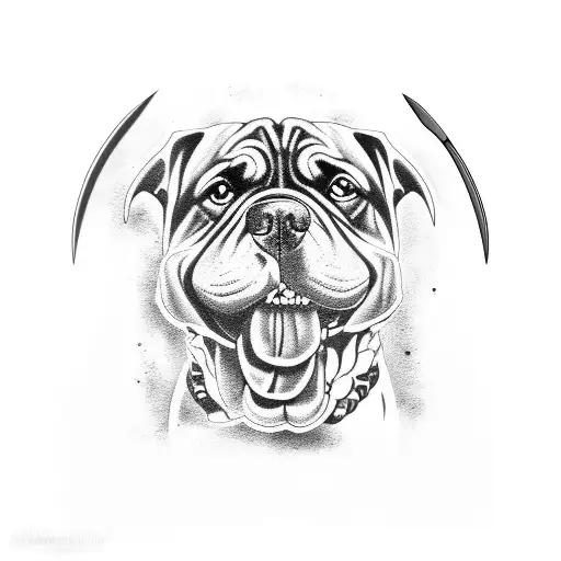 cane corso with knife in mouth tattoo design idea