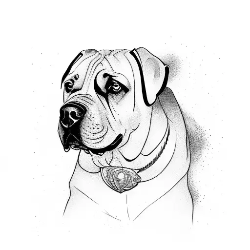 cane corso with knife tattoo design idea