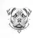 cane corso with knife tattoo design idea