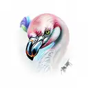 flamingo with name "Aimee" tattoo design idea