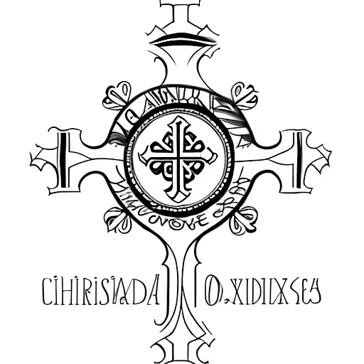 christian cross with childrens names tattoo design idea