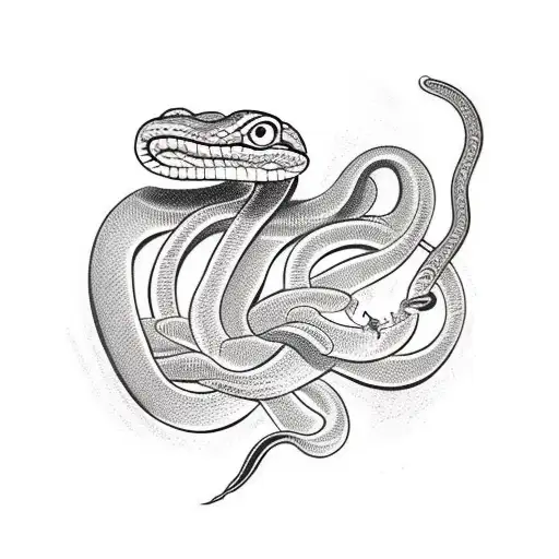 Snake old school style full black tattoo design idea