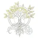 A tattoo representing the constant strive for self-improvement and growth, with a tree of life motif intertwined with elements of nature and technology tattoo design idea