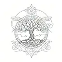 A tattoo representing the constant strive for self-improvement and growth, with a tree of life motif intertwined with elements of nature and technology tattoo design idea