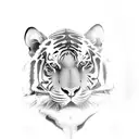 Zarpa tigre entre plantas tattoo design idea