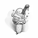 dripping ice cream cone tattoo design idea