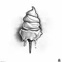 dripping ice cream cone tattoo design idea