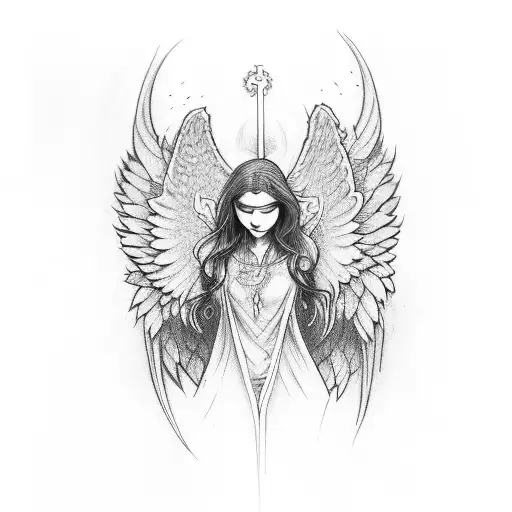 angel protecting man  tattoo design idea