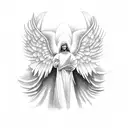 angel protecting man  tattoo design idea
