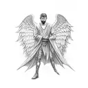 angel protecting man  tattoo design idea
