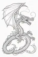 flying dragon breathing fire from its mouth tattoo design idea