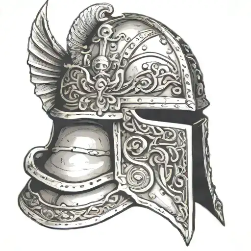 crusader helmet that symbolizes how my friend killed himslef tattoo design idea