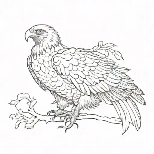 black and white bald eagle, peacock and arabian onyx tattoo design idea