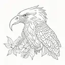 black and white bald eagle, peacock and arabian onyx tattoo design idea