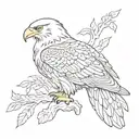 black and white bald eagle, peacock and arabian onyx tattoo design idea