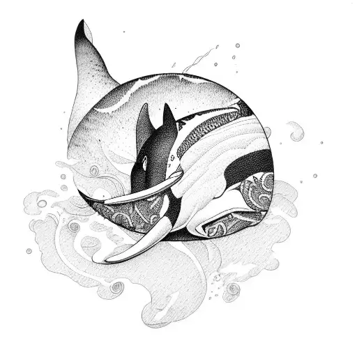 orca in irezumi style tattoo design idea