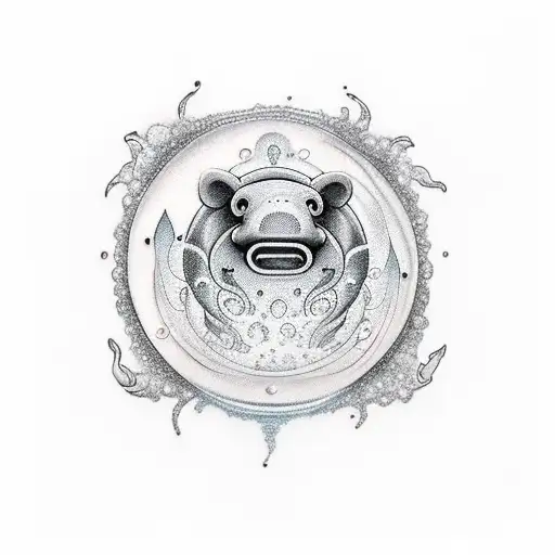 fire water bear  tattoo design idea