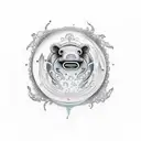 fire water bear  tattoo design idea