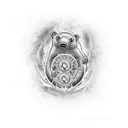 fire water bear  tattoo design idea