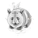 fire water bear  tattoo design idea