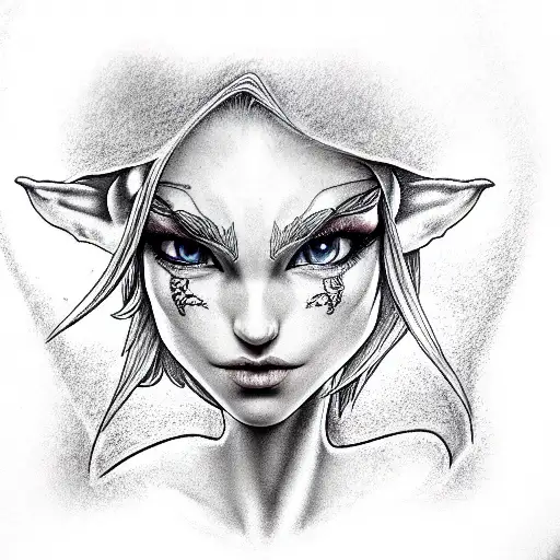 elf girl tattoo design idea