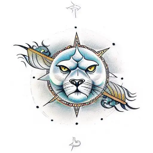 Infinity Symbol birds sun moon lion feather tattoo design idea