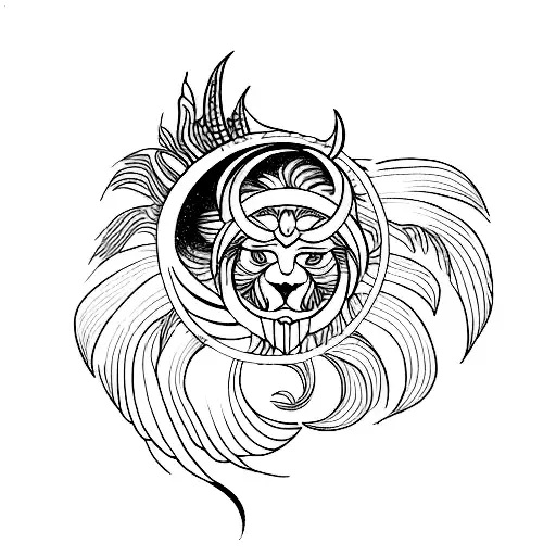 Infinity Symbol birds sun moon lion feather tattoo design idea