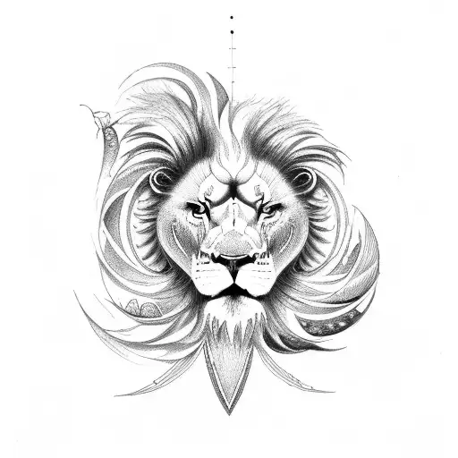 Infinity Symbol birds sun moon lion feather tattoo design idea