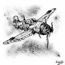 dive bomber on fire tattoo design idea