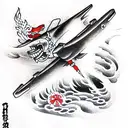 dive bomber on fire tattoo design idea