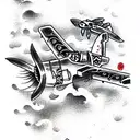 dive bomber on fire tattoo design idea