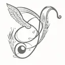 music note and angle wings tattoo design idea