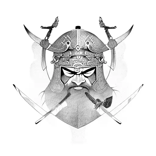 samurai sword and viking axe tattoo design idea