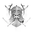samurai sword and viking axe tattoo design idea