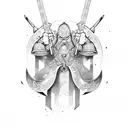 samurai sword and viking axe tattoo design idea