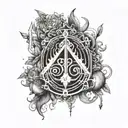 A tattoo design combining elements of philosophy, music, and mythology in a harmonious balance tattoo design idea