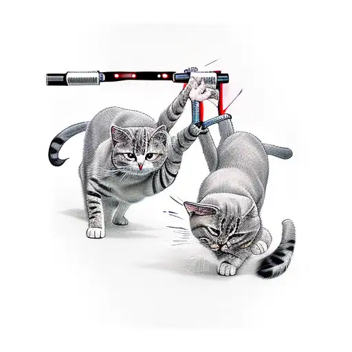 cats fighting with lightsabers