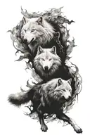 white wolf vs black wolf battle of good and evil tattoo design idea