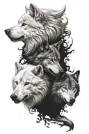 white wolf vs black wolf battle of good and evil tattoo design idea
