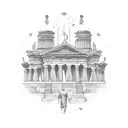 A tattoo design combining elements of ancient Greek architecture and a sport-related symbol tattoo design idea
