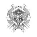 A tattoo design combining elements of ancient Greek architecture and a sport-related symbol tattoo design idea
